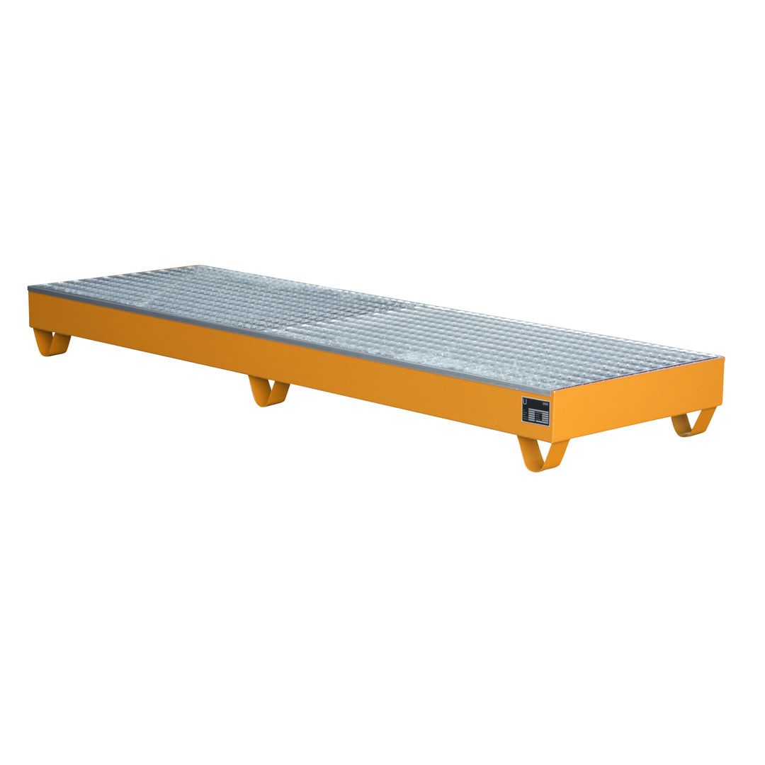 Auffangwanne - 2.400 x 800 mm (BxT) - 222 l - Füße - Gitterrost - feuerrot