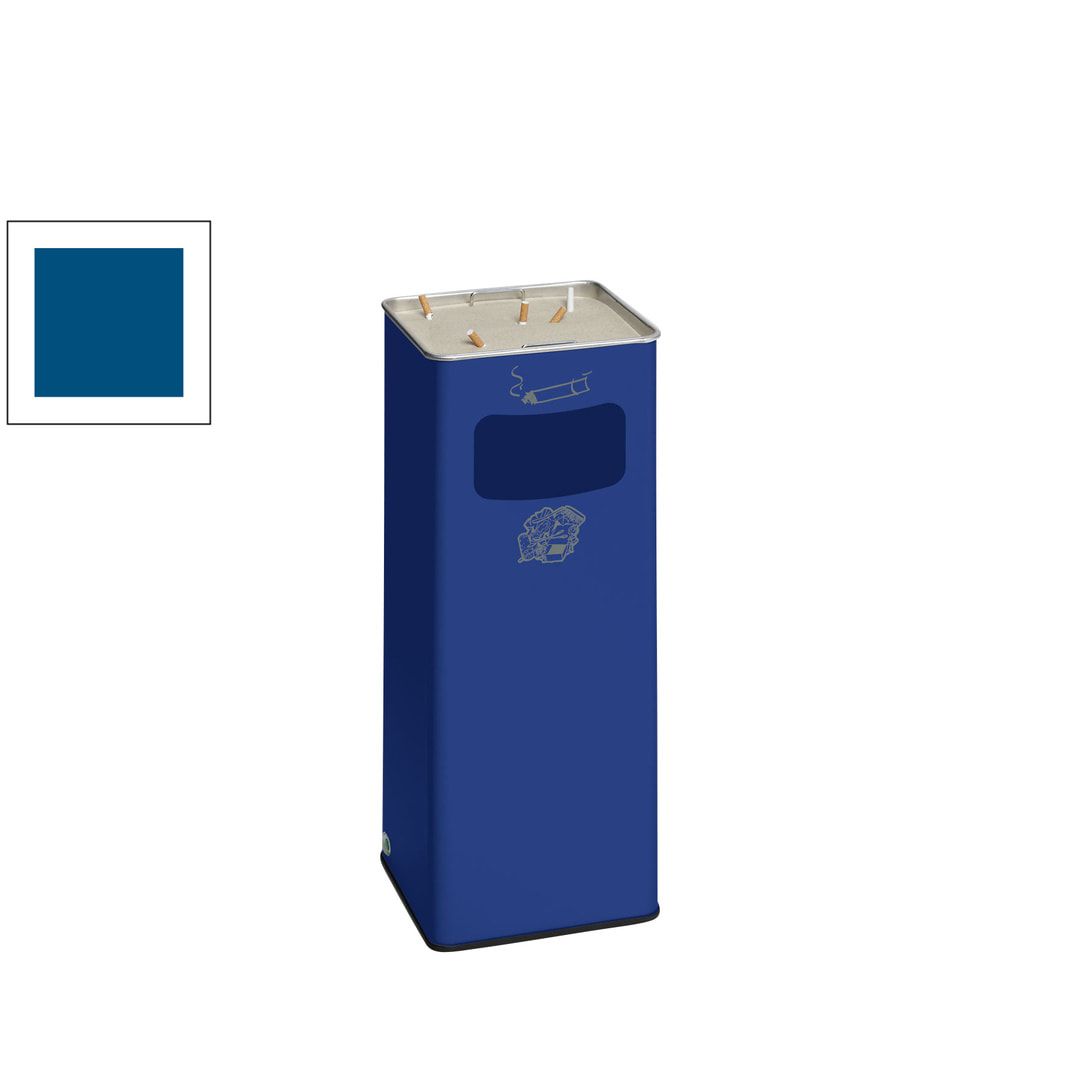 Abfallsammler mit Ascher - viereckig - Volumen 32 l - 665 x 260 x 260 mm (HxBxT) - Antik silber