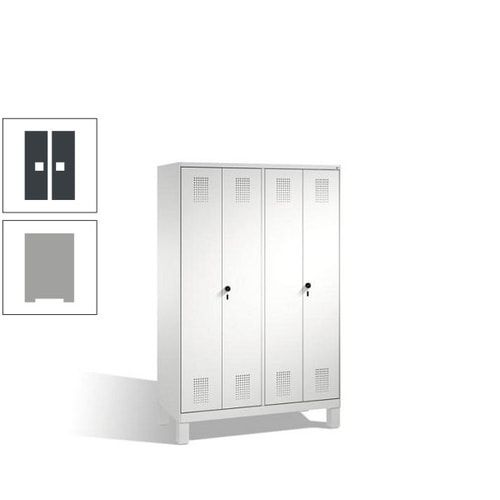 Doppel-Spind, Doppeltüren, Garderobenschrank mit Füßen, 4 Abteile a 300 mm, Korpus anthrazitgrau, Tür anthrazitgrau, 1.850 x 1.200 x 500 mm (HxBxT)