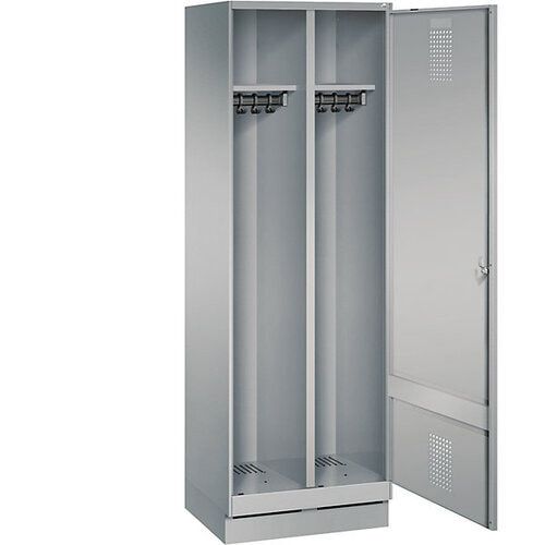 Doppel-Spind, Garderobenschrank, 1 Tür für 2 Abteile a 300 mm, Korpus anthrazitgrau, Türen anthrazitgrau, 1.800 x 600 x 500 mm (HxBxT)