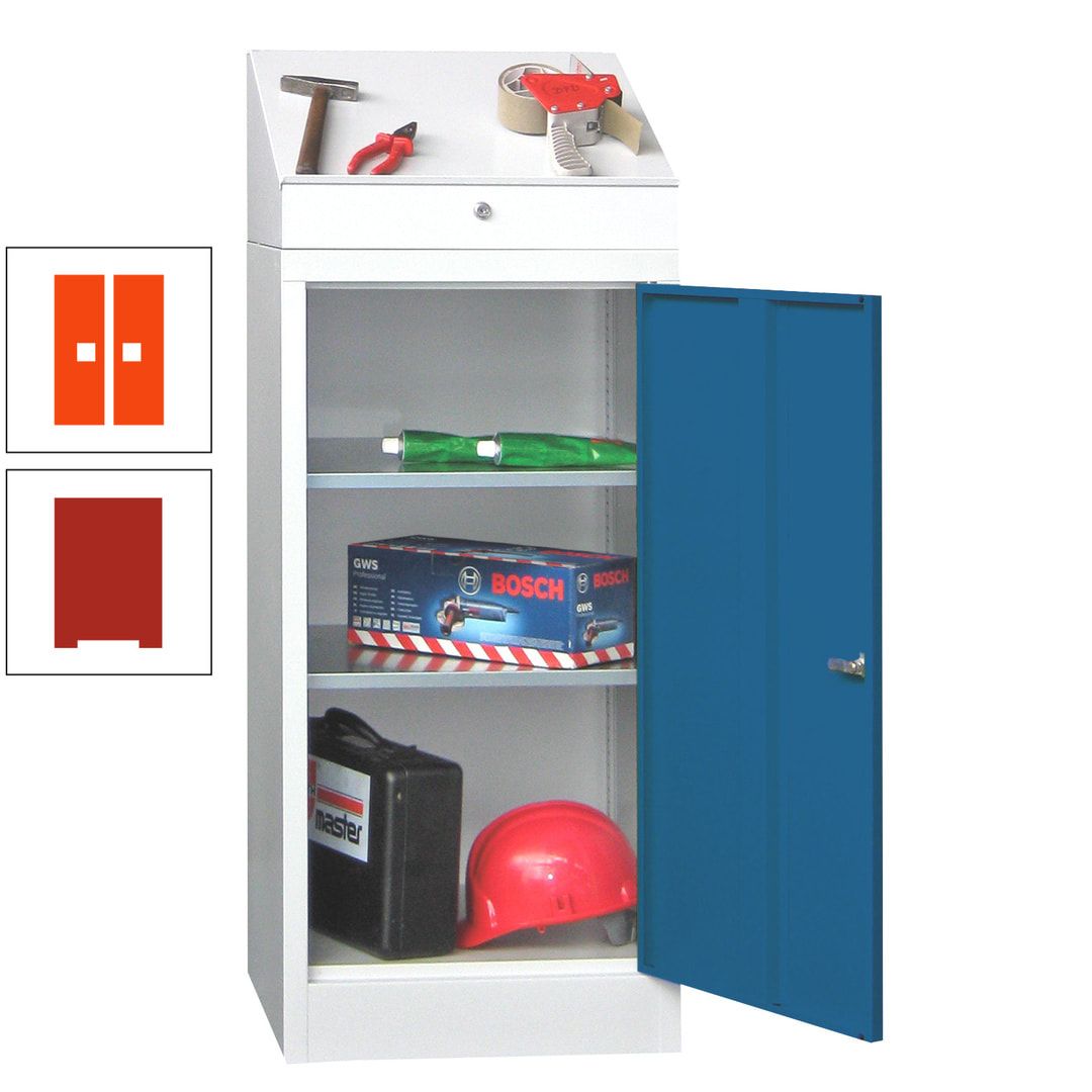 Stehpult mit Schrank - Vollblechtür - Zylinderschloss - 1.270x500x500 mm (HxBxT) - anthrazitgrau