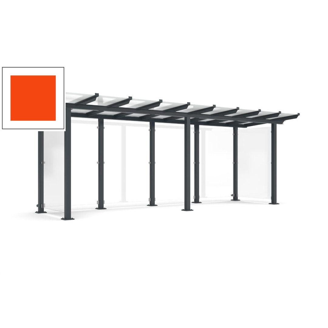 Unterstand mit Pultdach und Sicherheitsglas - feuerverzinkt und farbbeschichtet - 2.435 x 6.850 x 2.090 (HxBxT) - Farbe Achatgrau