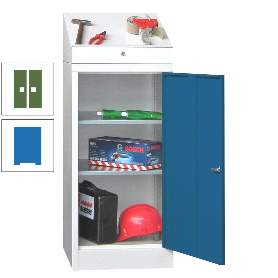 Stehpult mit Schrank - Vollblechtür - Zylinderschloss - 1.270x500x500 mm (HxBxT) - anthrazitgrau