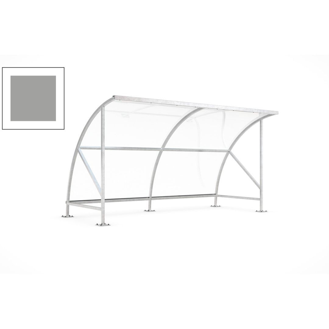 Fahrradunterstand - Fahrradgarage mit Bogendach - Stahl und Kunststoff - 2.290 x 4.130 x 2.100 mm (HxBxT) - Farbe Achatgrau