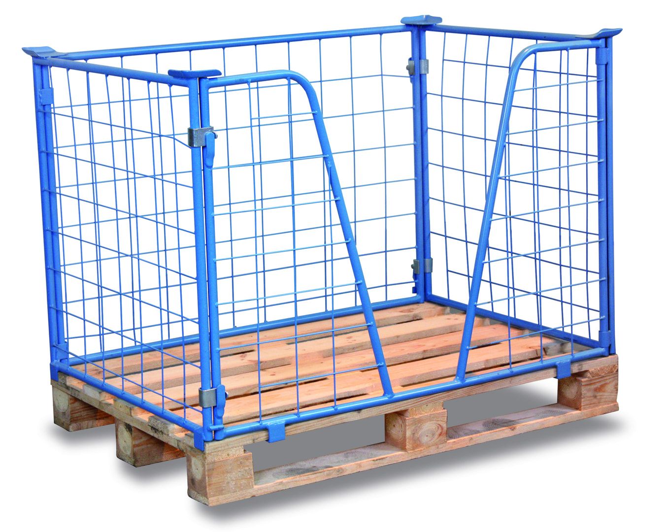Palettenaufsatzrahmen für Industriepalette - 1.000 kg - Höhe 1.000 mm - 3-fach stapelbar - Gitter m. V-Ausschnitt - lichtblau
