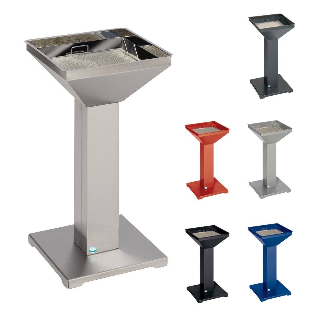 Standaschenbecher, Standascher, Antik-silber, 730 x 325 x 325 mm (HxBxT), Ascher, Turmaschenbecher, Stehascher, mit Sand befüllbar