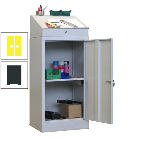 Stehpult mit Schrank - Vollblechtür - Zylinderschloss - 1 Ausziehboden - 1.270x500x500 mm (HxBxT) - anthrazitgrau