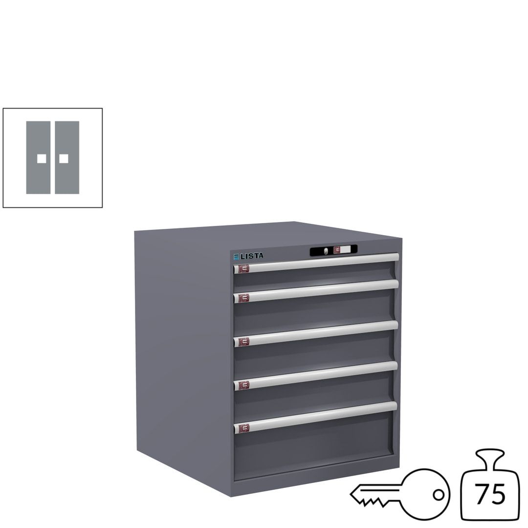 Lista Schubladenschrank - 14.410.010 - 850x717x725 mm (HxBxT) - 5 Schubladen - 75 kg - Key Lock - lichtblau (RAL 5012)