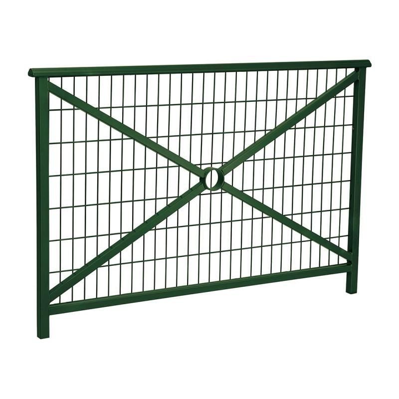 Geländer Kreuz und Gitter - 1.000 x 1.500 mm - abgerundeter Handlauf - Farbe enzianblau - Außengeländer Systemgeländer