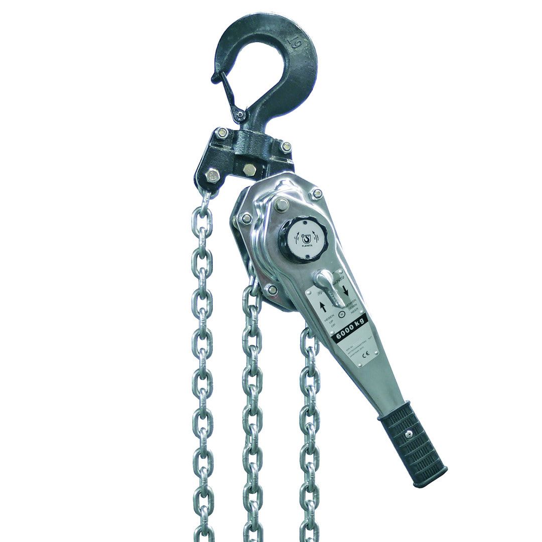 Hebelzug verchromt - Tragkraft 1.600 kg - Hub 1,5 m - Bauhöhe 360 mm