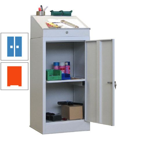 Stehpult mit Schrank - Vollblechtür - Zylinderschloss - 1 Ausziehboden - 1.270x500x500 mm (HxBxT) - anthrazitgrau