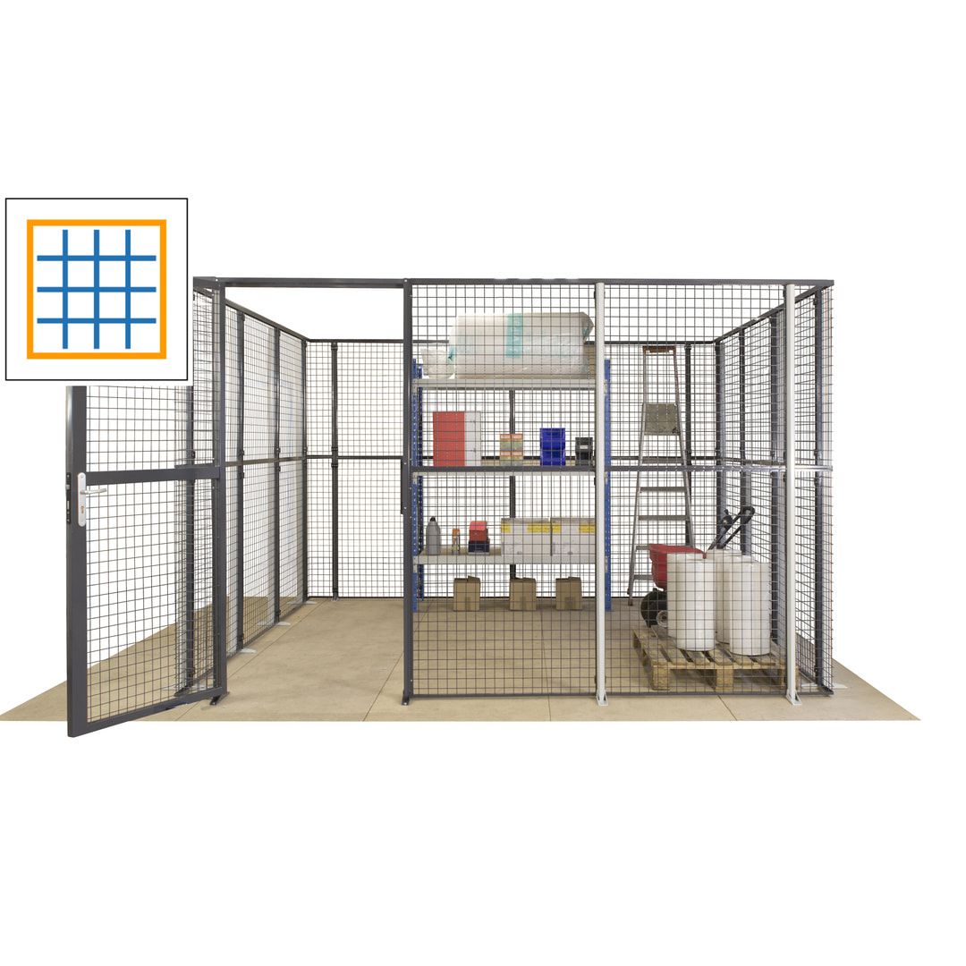 Maschinen Schutzgitter - Hallentrennwand - Sicherheitszaun - Tür - 72 m - 2.200 x 21.400 x 15.400 mm (HxBxT) - enzianblau