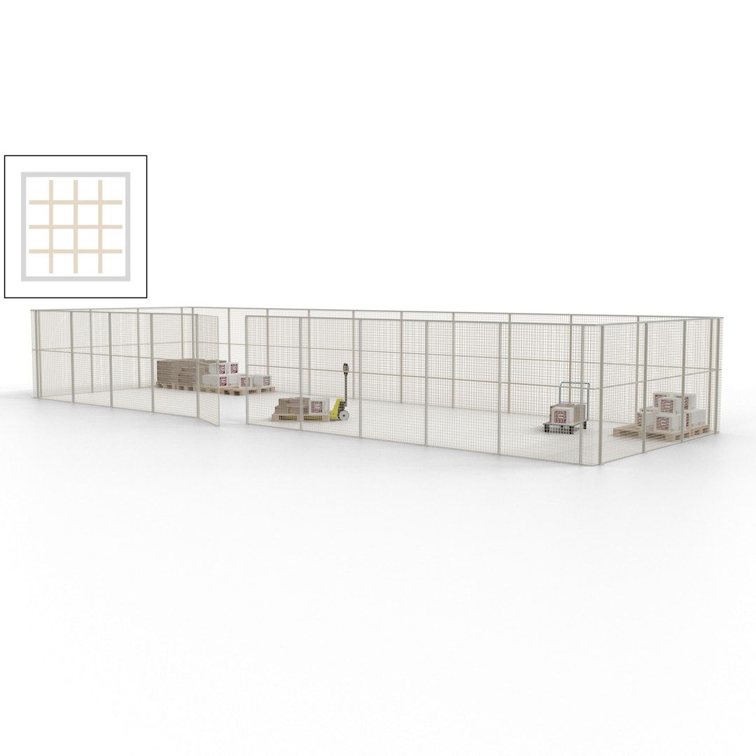 Maschinen Schutzgitter - Hallentrennwand - Sicherheitszaun - Tür - 39 m - 2.200 x 15.400 x 4.900 mm (HxBxT) - enzianblau