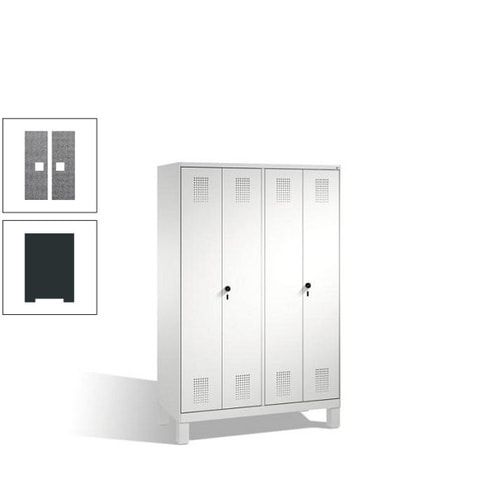 Doppel-Spind, Doppeltüren, Garderobenschrank mit Füßen, 4 Abteile a 300 mm, Korpus anthrazitgrau, Tür anthrazitgrau, 1.850 x 1.200 x 500 mm (HxBxT)