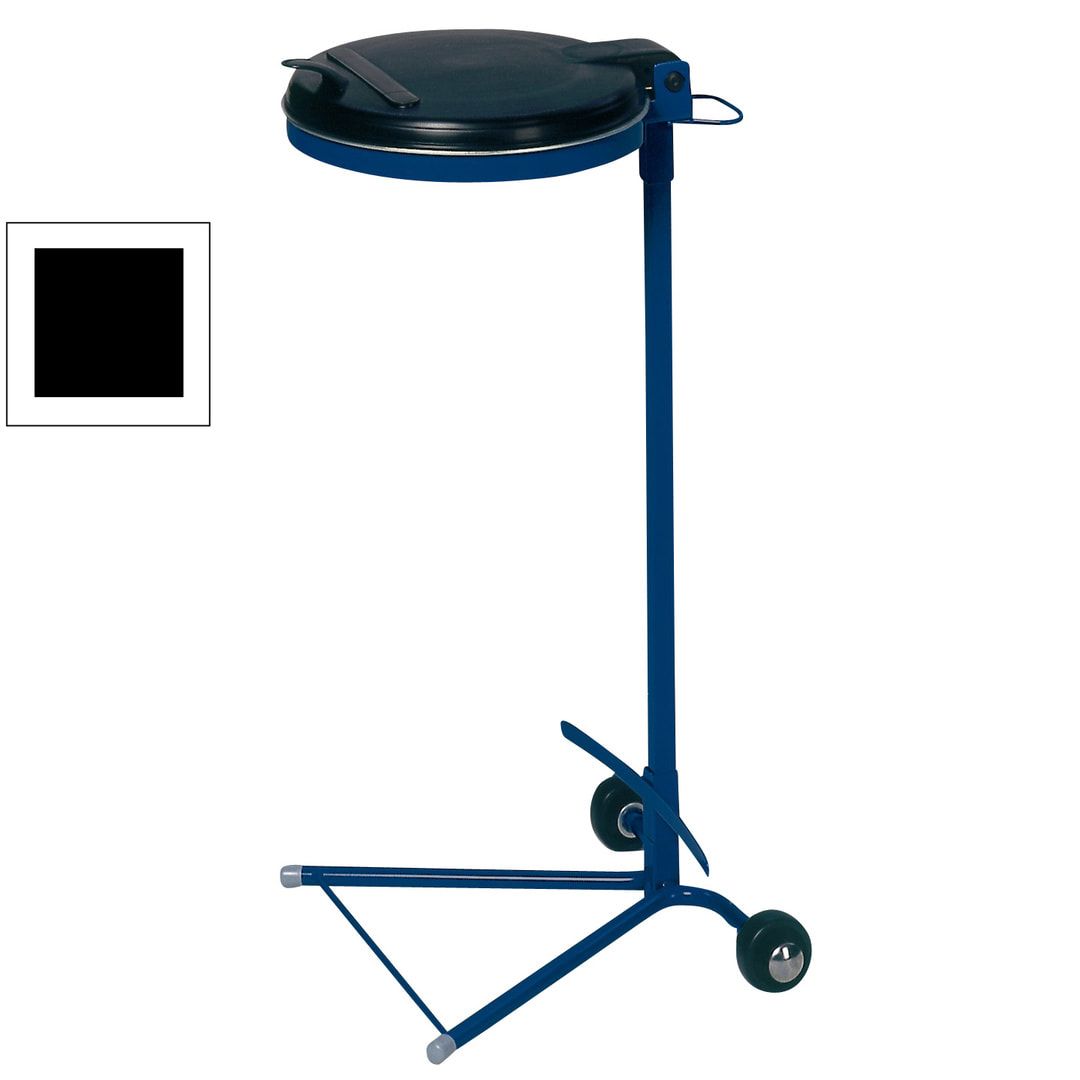 Müllsackhalter zur Wandmontage - für einen 120 l Sack - 400 x 510 mm (BxT) - enzianblau - Deckel Feuerverzinkt