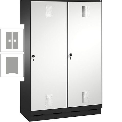 Doppel-Spind, Garderobenschrank, 2 Türen für 4 Abteile a 300 mm, Korpus anthrazitgrau, Türen anthrazitgrau, 1.800 x 1.200 x 500 mm (HxBxT)