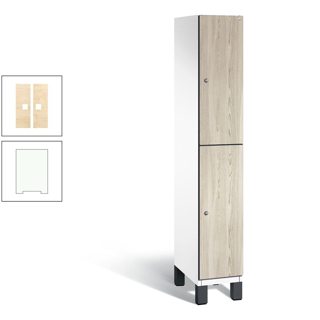 Fächerschrank, Garderobenschrank, mit Füßen, 1 Abteile, 1.980 x 300 x 525 mm (HxBxT), Korpus anthrazitgrau, Tür Donau-Ahorn