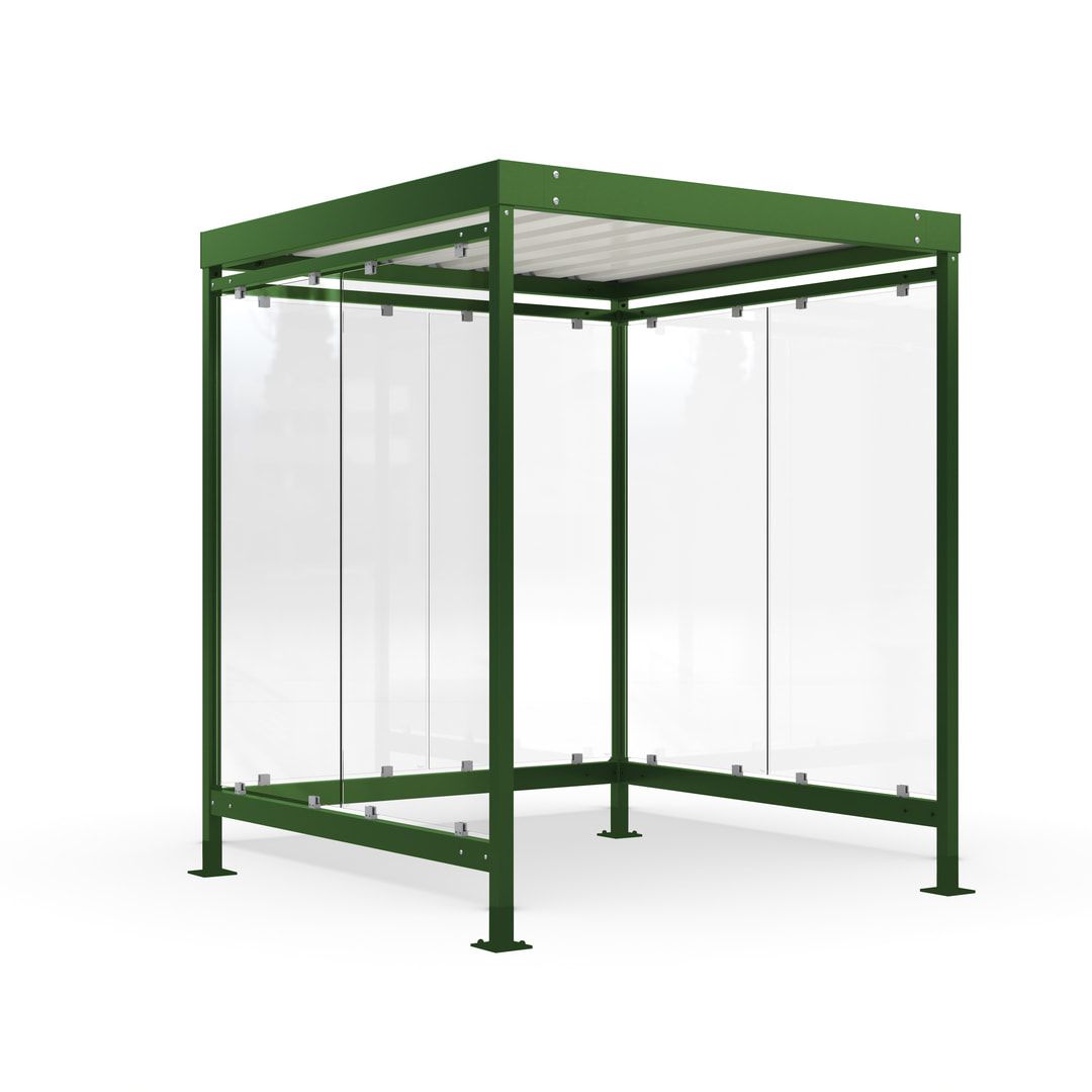 Raucherunterstand, Bushaltestelle, 6-7 Personen, 6 Wände, 2.510 x 2.165 x 2.165 mm (HxBxT), Maigrün
