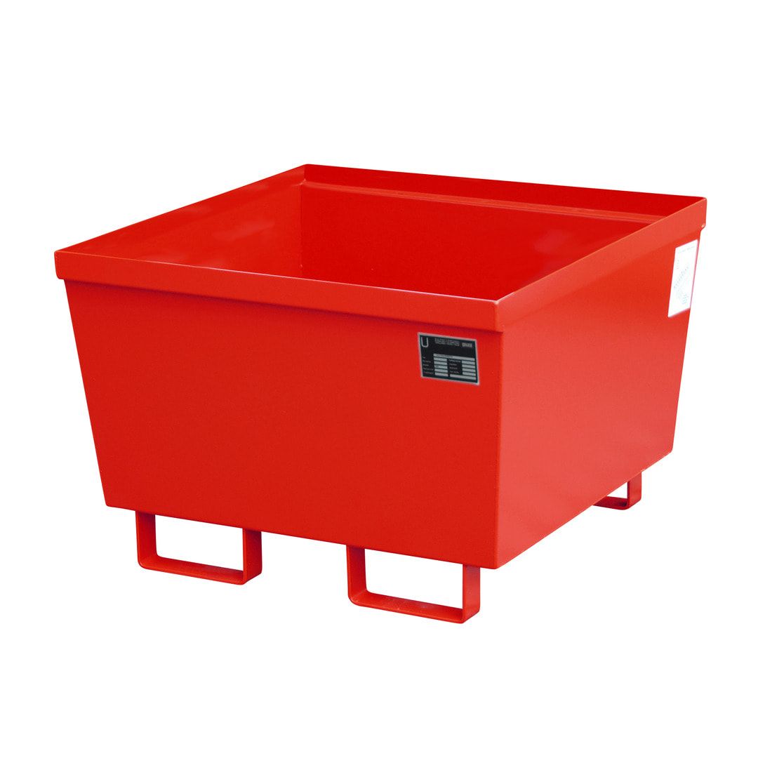 Ineinander stapelbare Auffangwanne - Stahl - 229 l Volumen - Breite 800 mm - feuerrot