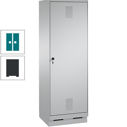 Doppel-Spind, Garderobenschrank, 1 Tür für 2 Abteile a 300 mm, Korpus anthrazitgrau, Türen anthrazitgrau, 1.800 x 600 x 500 mm (HxBxT)