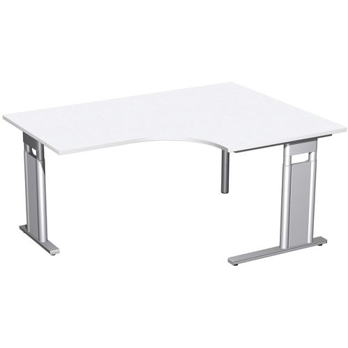 Eckschreibtisch, Eckteil 800 mm, rechts, Füße einseitig verkürzt, C-Fuß Pro, höhenverstellbar, 680-820 x 1.600 x 1.200 mm (HxBxT), Dekor Ahorn