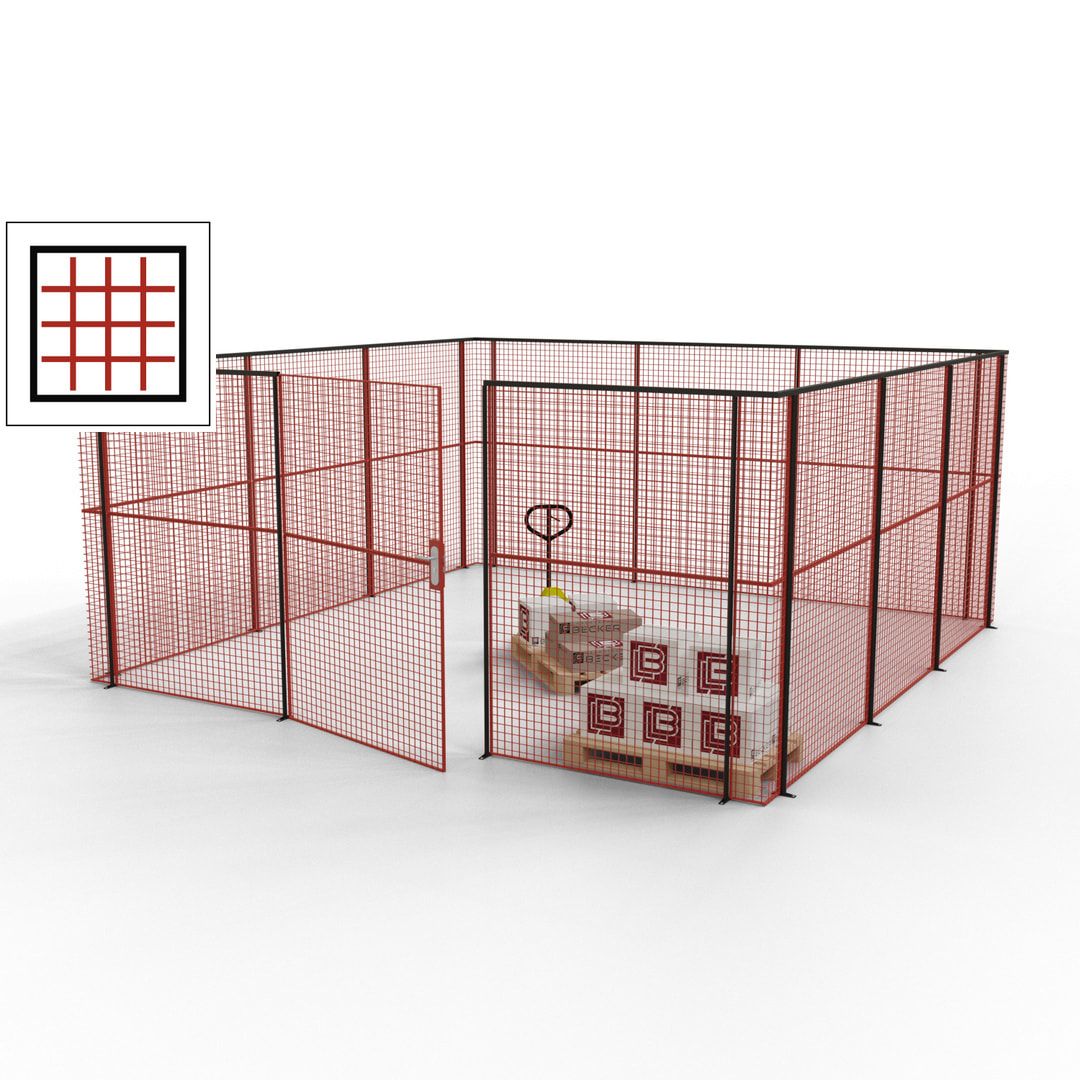 Maschinen Schutzgitter - Hallentrennwand - Sicherheitszaun - Tür - 18 m - 2.200 x 4.900 x 4.900 mm (HxBxT) - enzianblau