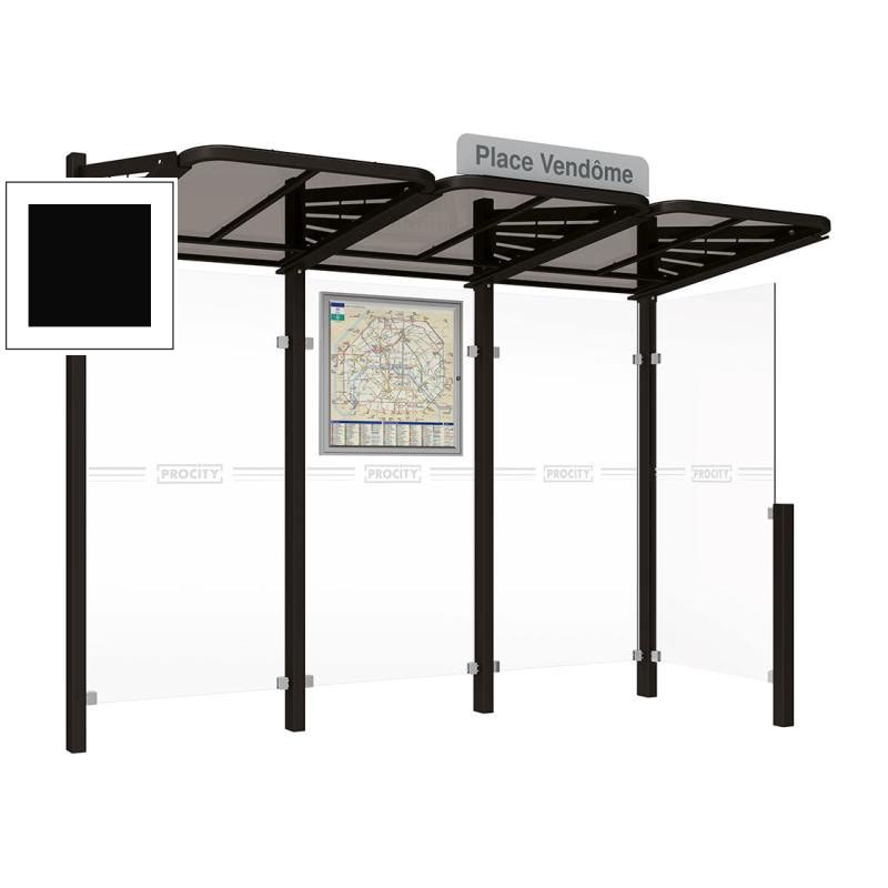 Buswartehalle - Unterstand - modular - Fahrplankasten - Haltestellenschild - Seitenwand rechts - 2.200 x 3.000 x 1.500 mm (HxBxT) - enzianblau