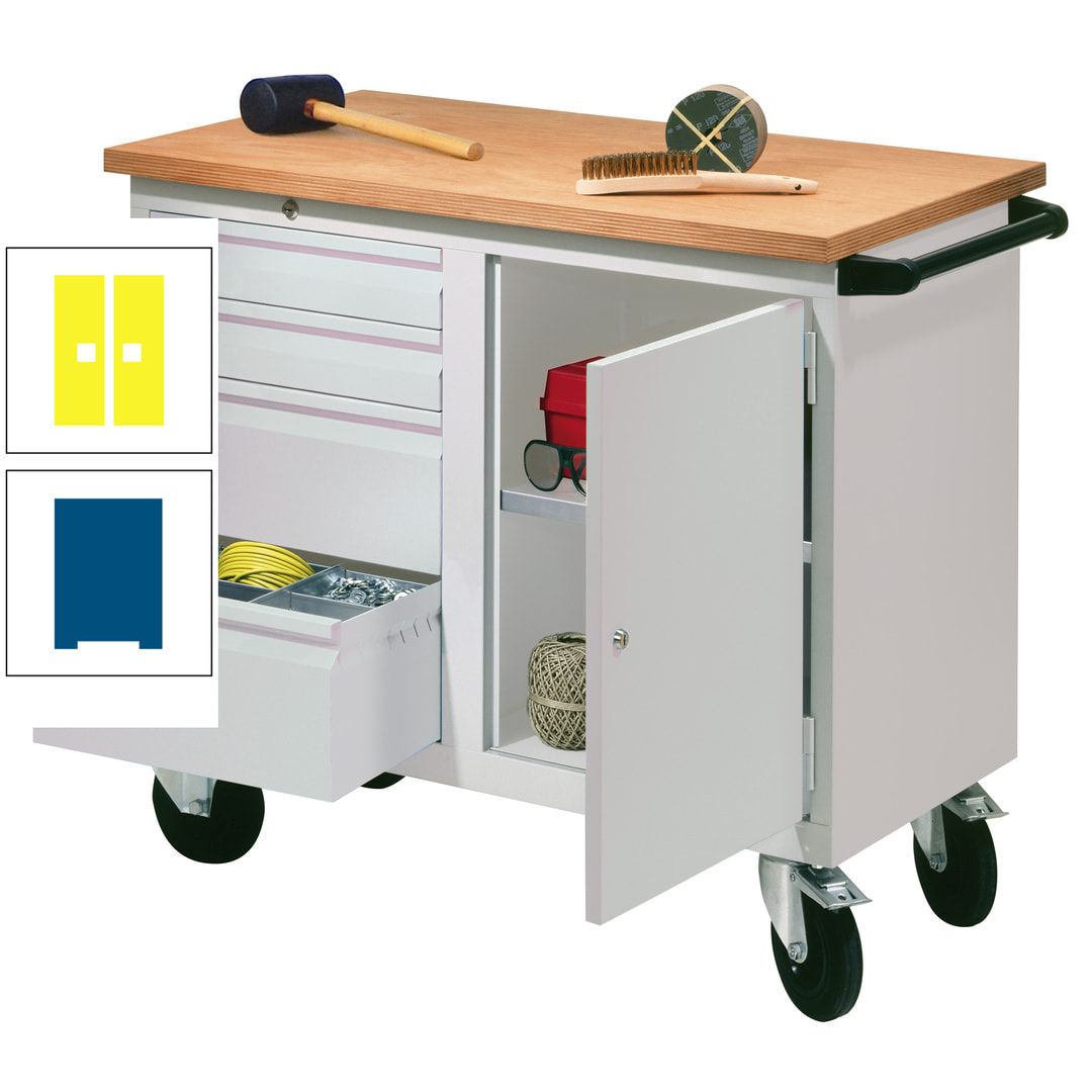 Mobile Werkbank - Werkstattwagen - 915 x 1.090 x 600 mm - 4 Schubladen und Schrankfach - anthrazitgrau