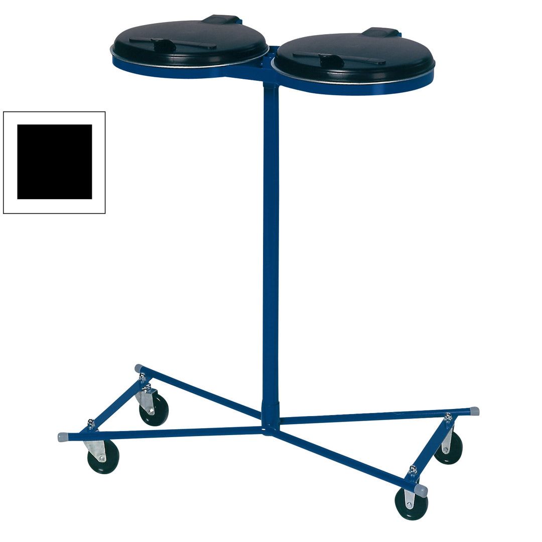 Müllsackhalter zur Wandmontage - für einen 120 l Sack - 400 x 510 mm (BxT) - enzianblau - Deckel Feuerverzinkt