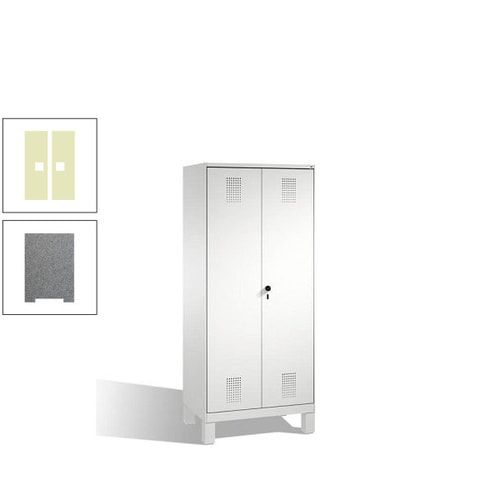 Doppel-Spind, Doppeltüren, Garderobenschrank mit Füßen, 2 Abteile a 400 mm, Korpus anthrazitgrau, Tür anthrazitgrau, 1.850 x 800 x 500 mm (HxBxT)