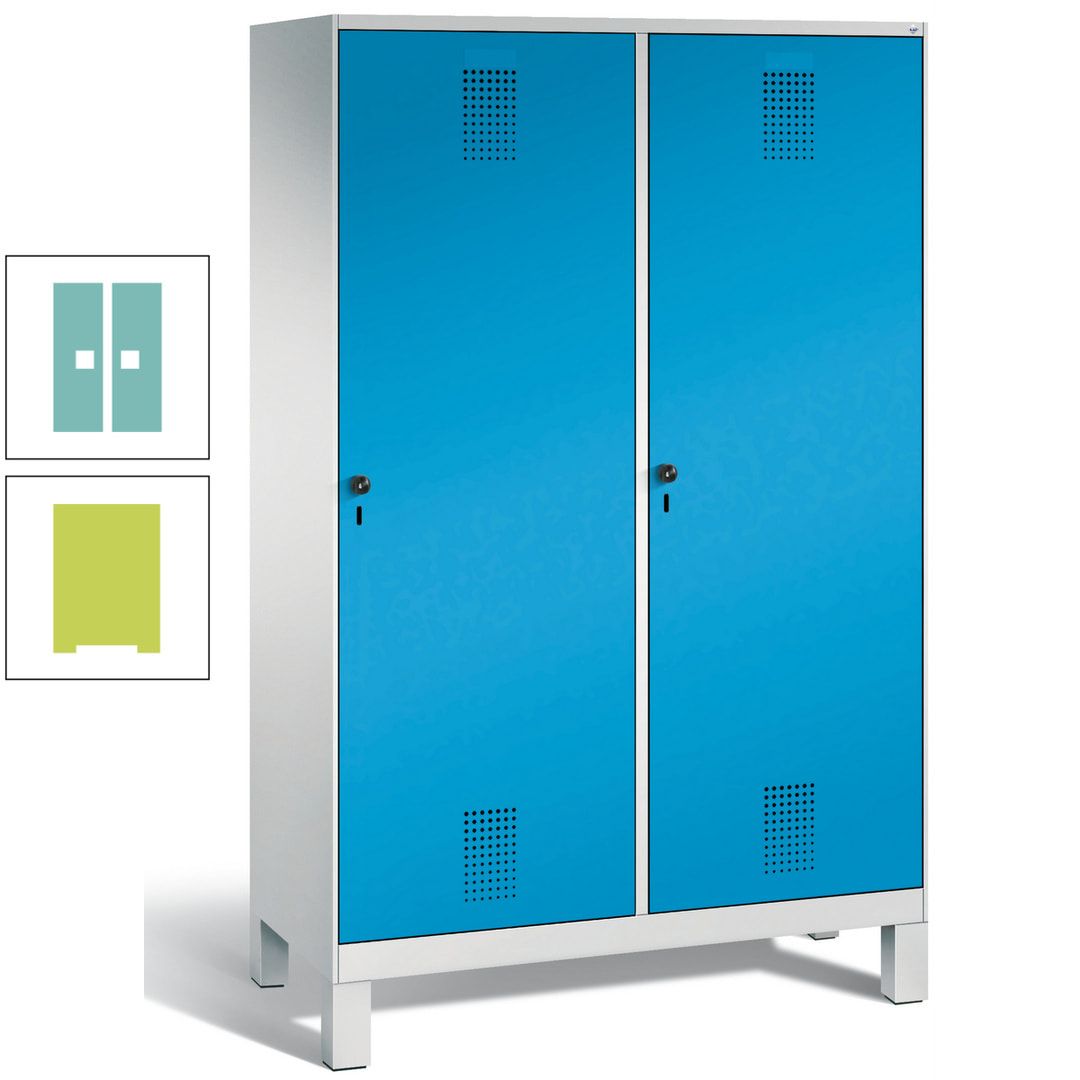 Doppel-Spind, Garderobenschrank, 2 Türen für 4 Abteile a 300 mm, Korpus anthrazitgrau, Türen anthrazitgrau, 1.850 x 1.200 x 500 mm (HxBxT)