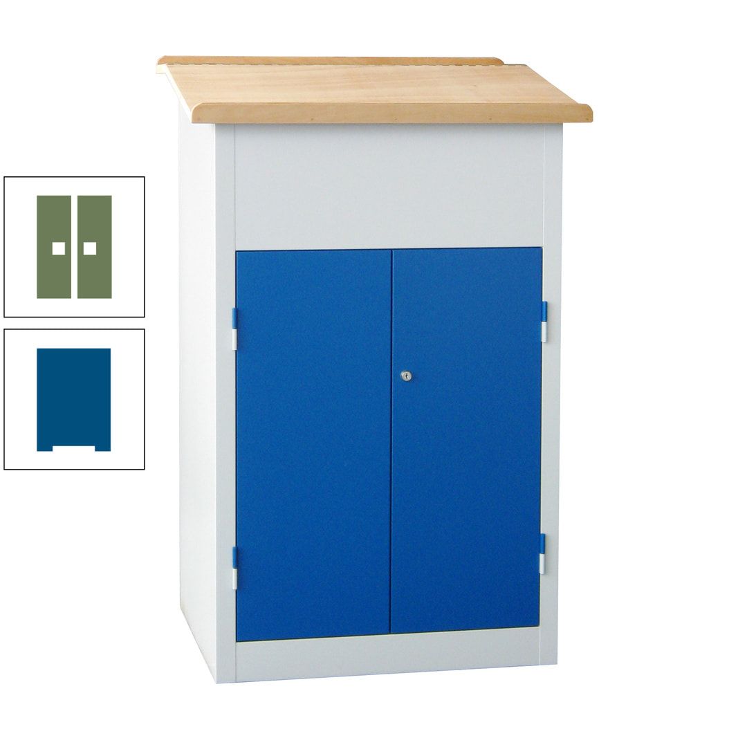 Stehpult mit Schrank - Vollblechtür - Zylinderschloss - 2 Böden - 1.200 x 700 x 600 mm (HxBxT) - anthrazitgrau