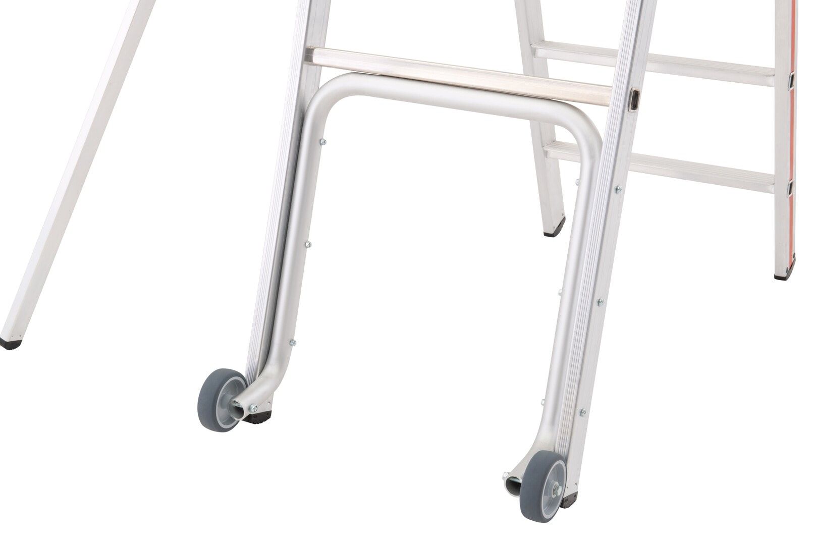 Plattformleiter mit kurzem Handlauf, Absturzsicherung, 2 Kipprollen, Rutschhemmung R11, Leiterlänge 1.610 mm, 2 Stufen, Traglast 150 kg, Hymer