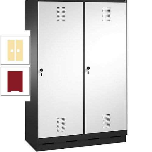 Doppel-Spind, Garderobenschrank, 2 Türen für 4 Abteile a 300 mm, Korpus anthrazitgrau, Türen anthrazitgrau, 1.800 x 1.200 x 500 mm (HxBxT)