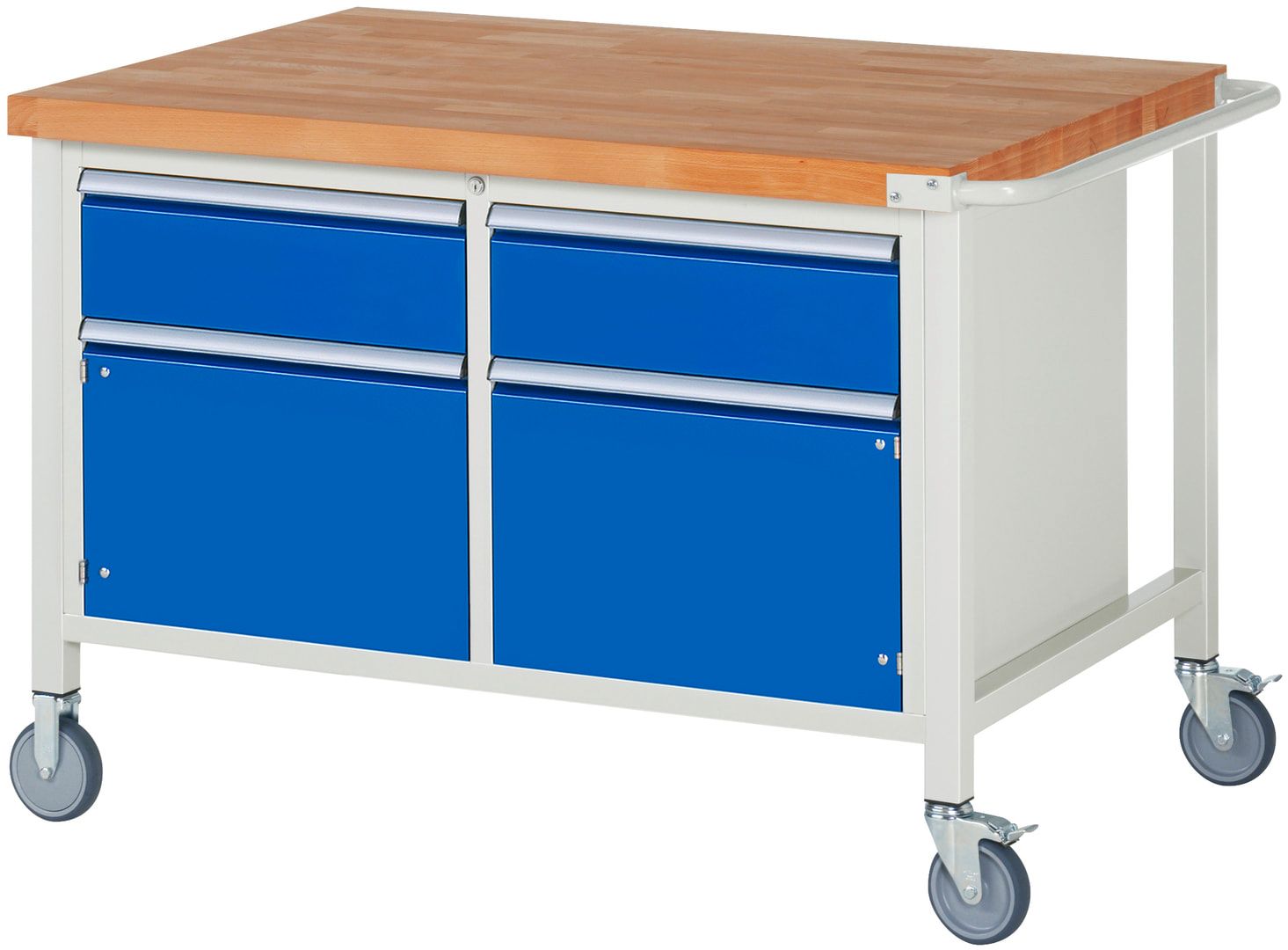 Mobile Werkbank mit 2 Schränken - 2 Schubladen - Teilauszug - 180:2 - 880 x 1.250 x 900 mm (HxBxT) - 450 kg - Buche - Anthrazitgrau
