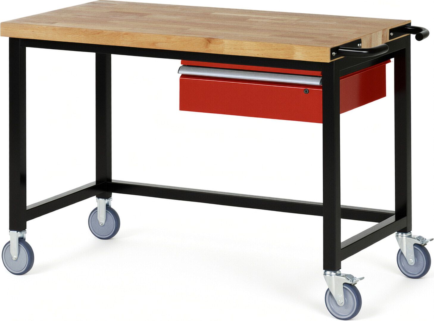 Mobile Werkbank mit 1 Schublade - 150:1 - höhenverstellbar 880-1.080 mm - 1.250 x 700 mm (BxT) - 450 kg - Buche - Anthrazitgrau