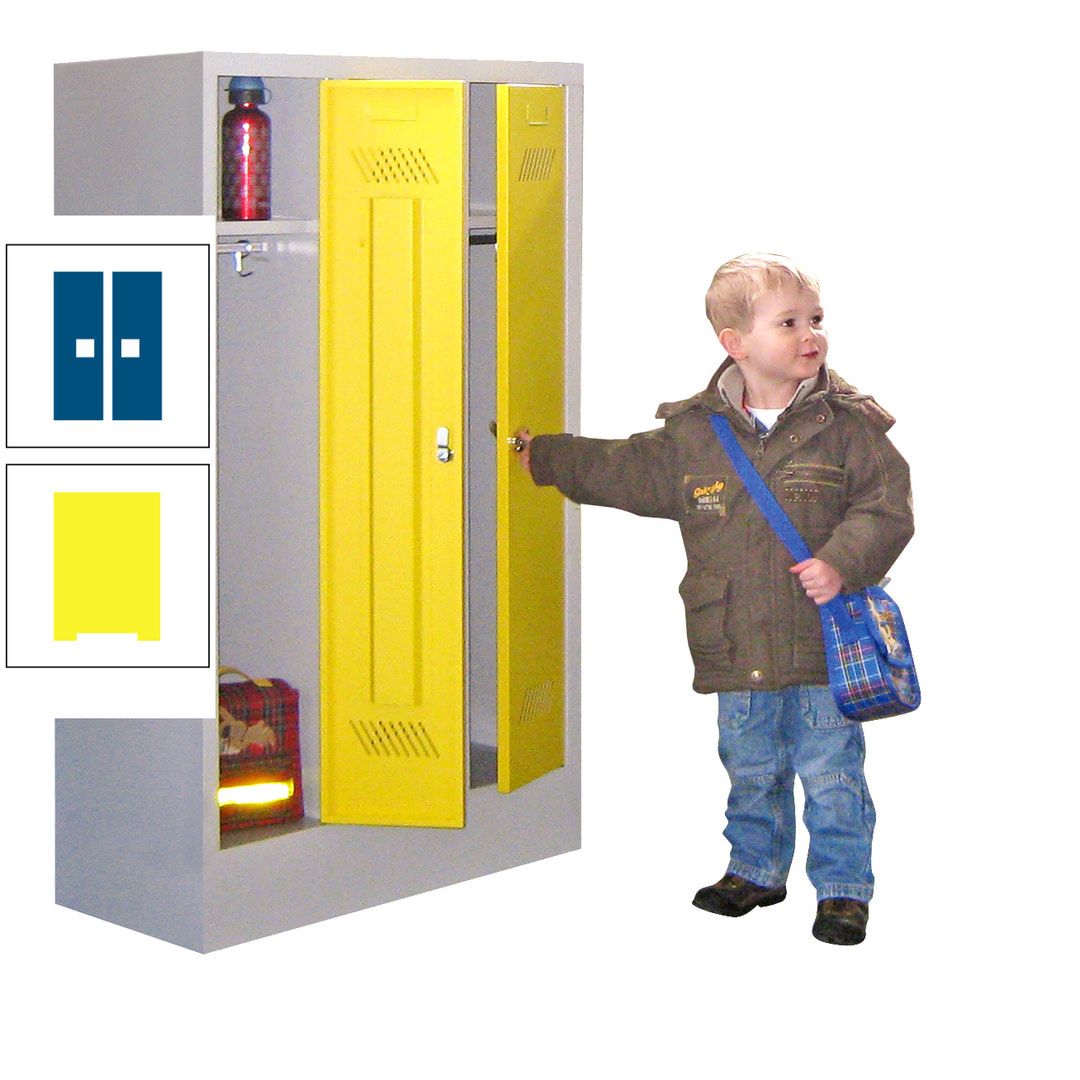 Spindschrank f. Kindergärten - mit Sockel - Höhe 1.300 mm - 2 Abteile a 250 mm - Drehriegel - anthrazitgrau