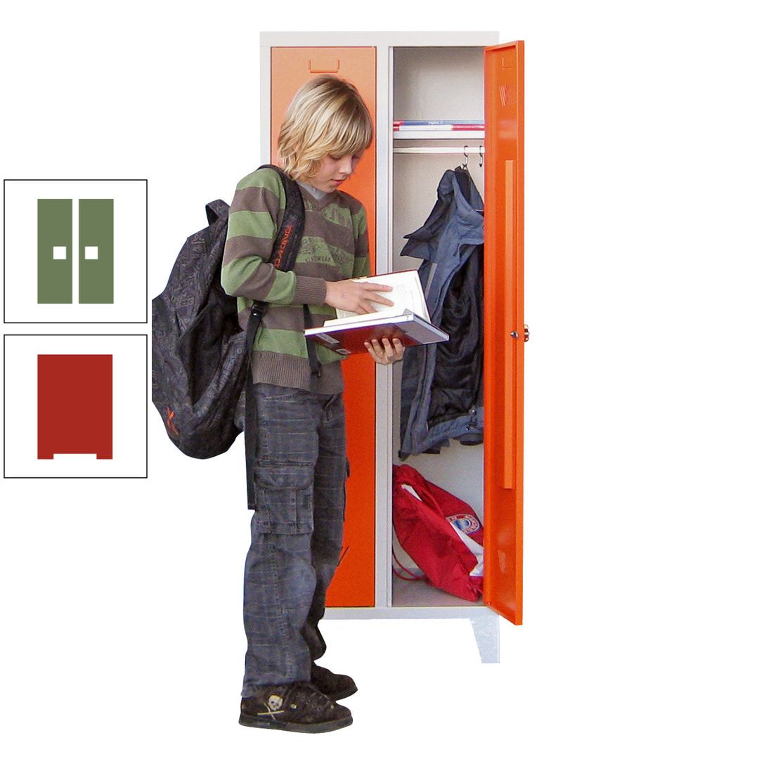 Spindschrank f. Schulen - mit Füßen - Höhe 1.600 mm - 3 Abteile a 300 mm - Drehriegel - anthrazitgrau