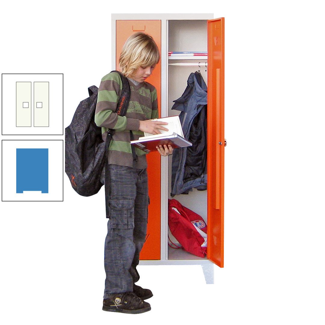 Spindschrank f. Schulen - mit Füßen - Höhe 1.600 mm - 3 Abteile a 300 mm - Drehriegel - anthrazitgrau