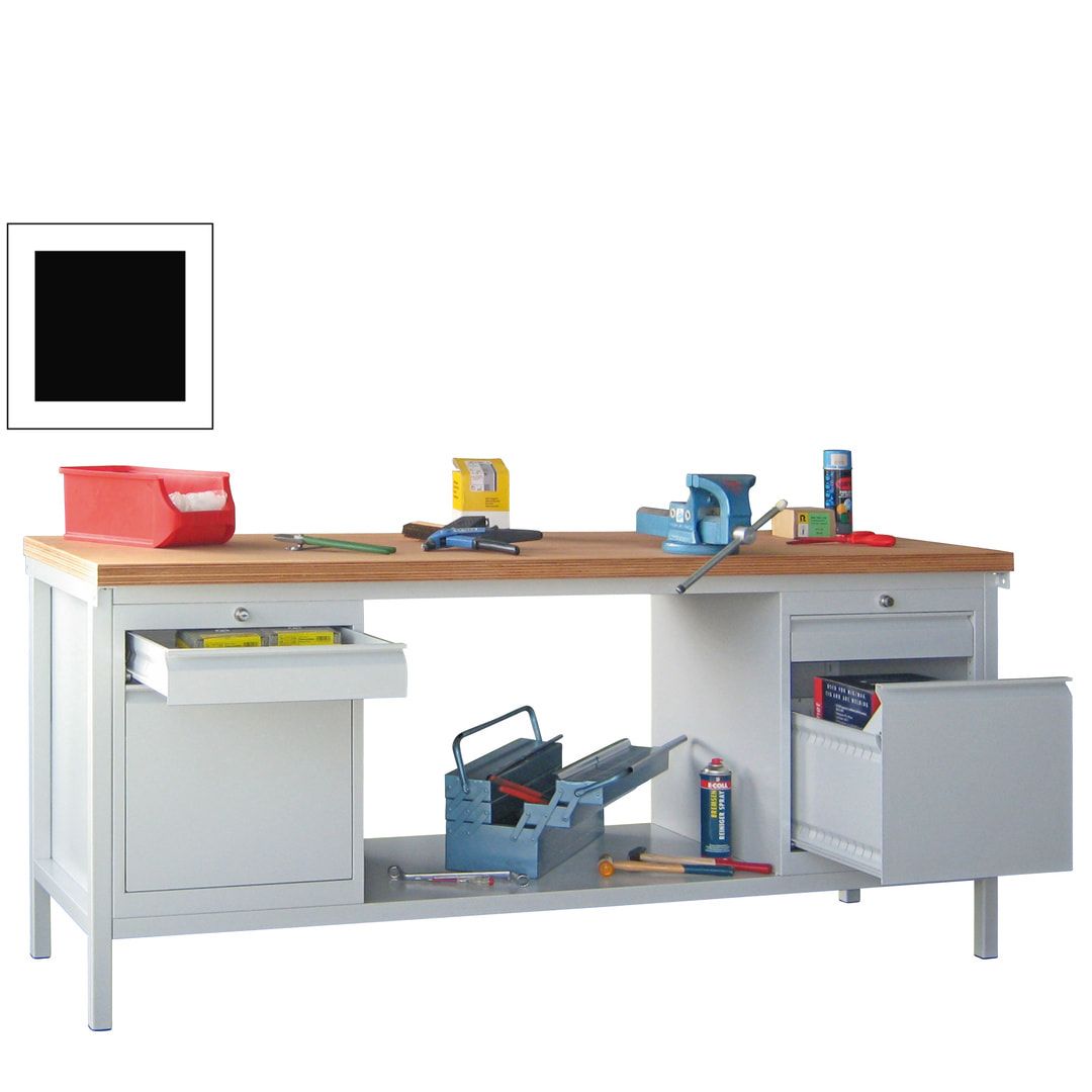 Werkbank mit Schubladenblöcken - 900 x 2.000 x 700 (HxBxT) - anthrazitgrau