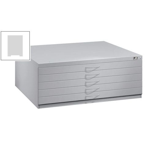 Zeichenschrank, Planschrank, Architektenschrank, Flachablageschrank, DIN A0, 5 Schubladen, Farbe lichtgrau, 420 x 1.350 x 960 mm (HxBxT)