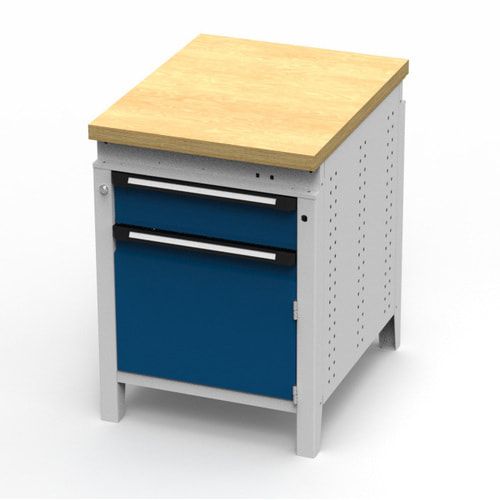 OTTOKIND Werkbank - Arbeitsplatte bündig - 850 x 605 x 750 mm (HxBxT) - Schublade - Schrank - lichtgrau