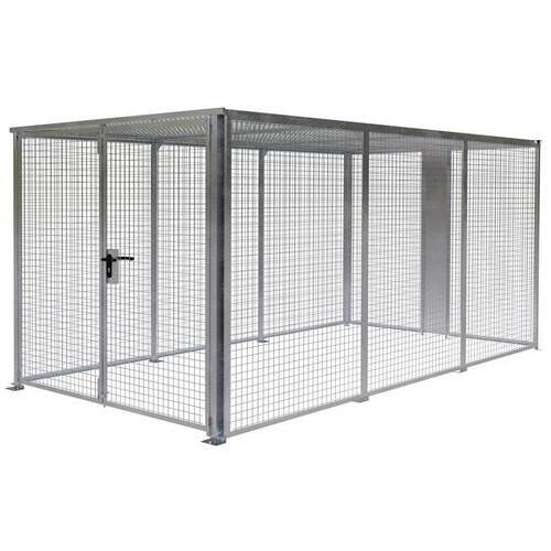 Lagerbox, Drahtgitter, Schutzgitter, vorbereitet für Bodenmontage, feuerverzinkt, Flügeltüren, abschließbar, 2.100 x 2.450 x 1.595 (HxBxT)
