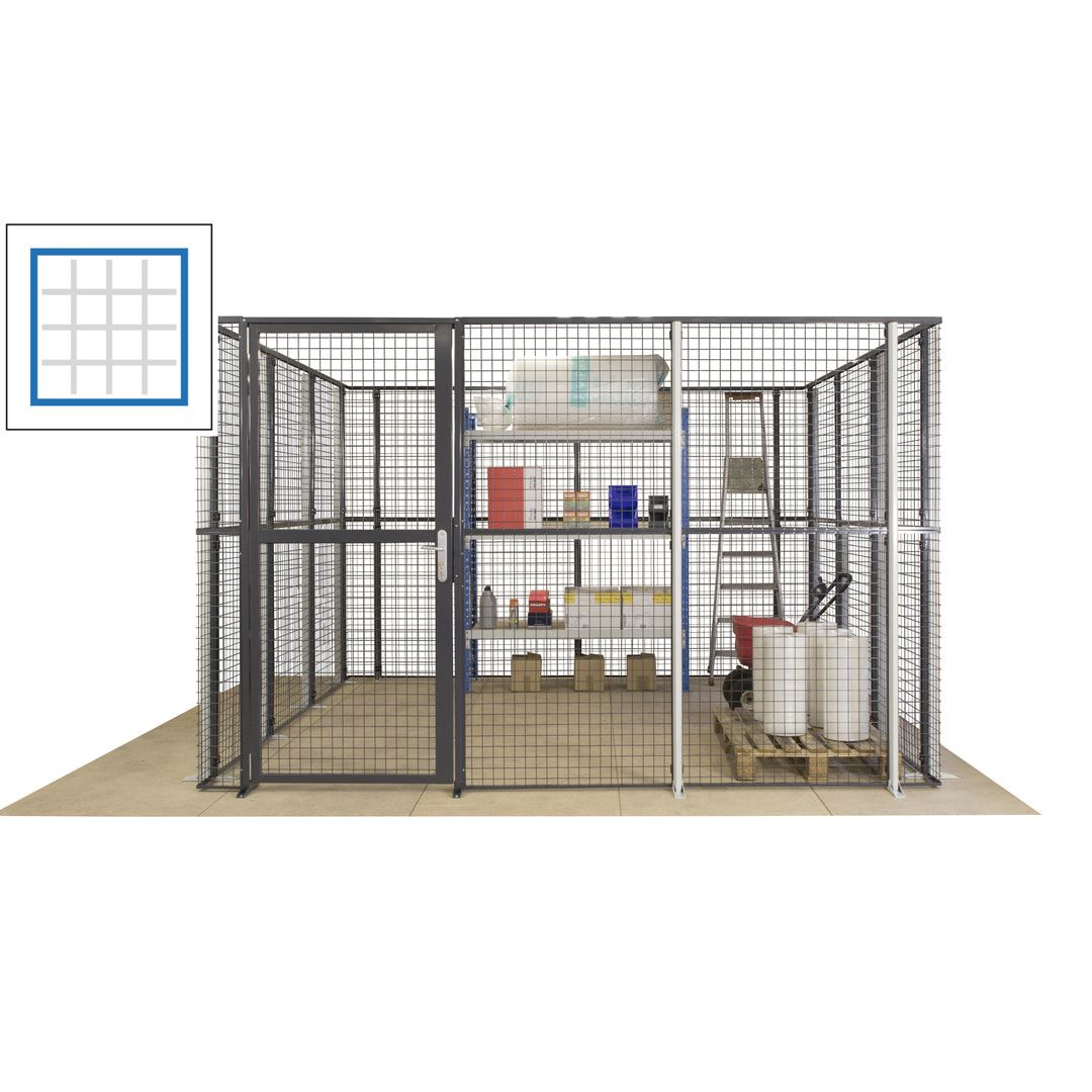 Maschinen Schutzgitter - Hallentrennwand - Sicherheitszaun - Tür - 108 m - 2.200 x 33.400 x 21.400 mm (HxBxT) - enzianblau