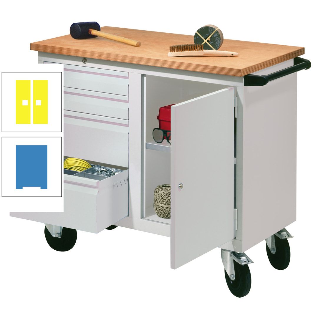 Mobile Werkbank - Werkstattwagen - 915 x 1.090 x 600 mm - 4 Schubladen und Schrankfach - anthrazitgrau