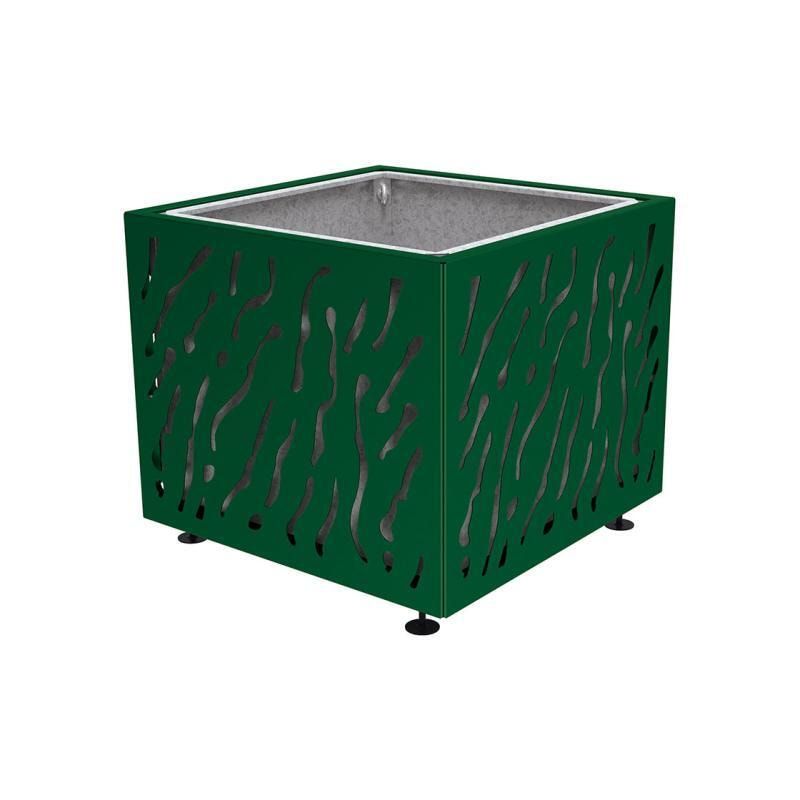 Pflanzbehälter, Stahlblech fvz, einfarbig, innen feuerverzinkt mit Verladungsgriffen, verstellbare Füße, 870 x 990 x 990 mm (HxBxT), enzianblau