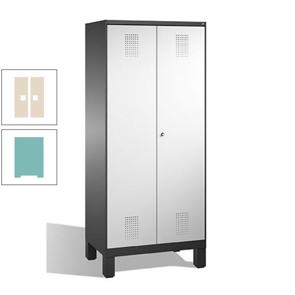 Mehrzweckschrank, Doppeltüren, auf Füßen, 2 Abteile a 400 mm, Korpus anthrazitgrau, Tür anthrazitgrau, 1.850 x 800 x 500 mm (HxBxT)