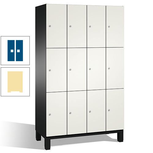Fächerschrank, Stahlschrank, 12 Fächer, Türöffnungsbegrenzer, mit Füßen, Korpus lichtgrau, Tür anthrazitgrau, 1.980 x 1.200 x 525 mm (HxBxT)