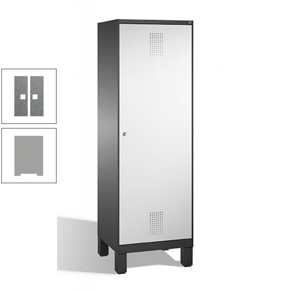 Doppel-Spind, Garderobenschrank, 1 Tür für 2 Abteile a 300 mm, Korpus anthrazitgrau, Türen anthrazitgrau, 1.850 x 600 x 500 mm (HxBxT)