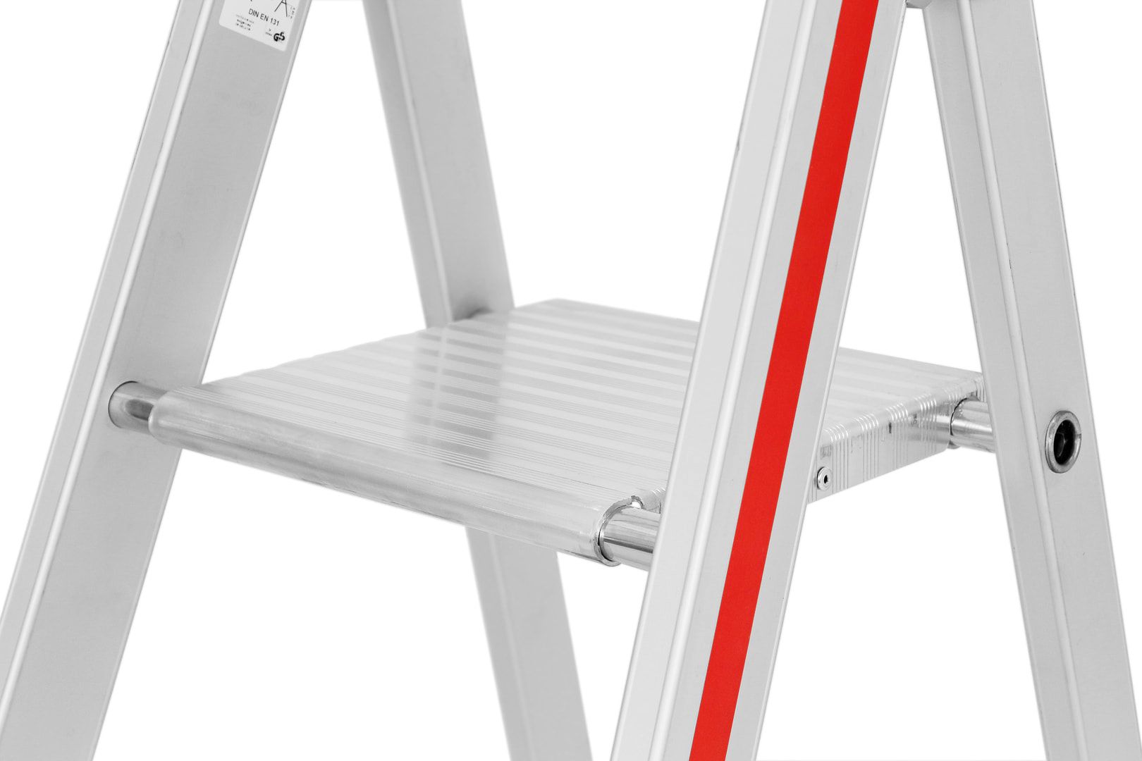 Einseitige Stufenstehleiter - zuklappbare Ablageschale mit Eimerhaken - rutschfester Stand - Aluleiter - 1.370 mm